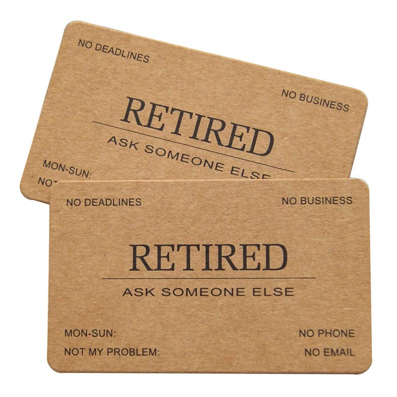 RXBC2011 بطاقات عمل متقاعدين RXBC2011 ورق كرافت هدية تقاعد مضحكة (عبوة من 50/بدون علبة) للرجال والنساء المتقاعدين وزملاء العمل والموظفين والرؤساء والأصدقاء والزملاء - Image 3